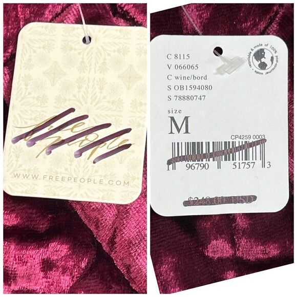 Free People x Anna Sui Rose Garden Velvet Embroidery Dolman Quilted Jacket New M - Picture 12 of 15